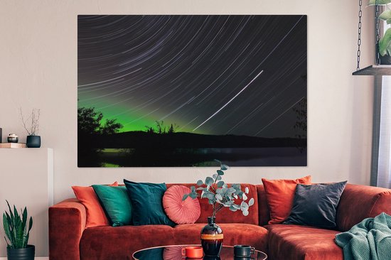 Les étoiles et les aurores boréales 180x120 cm - Tirage photo sur toile (Décoration murale salon / chambre) XXL / Groot format!
