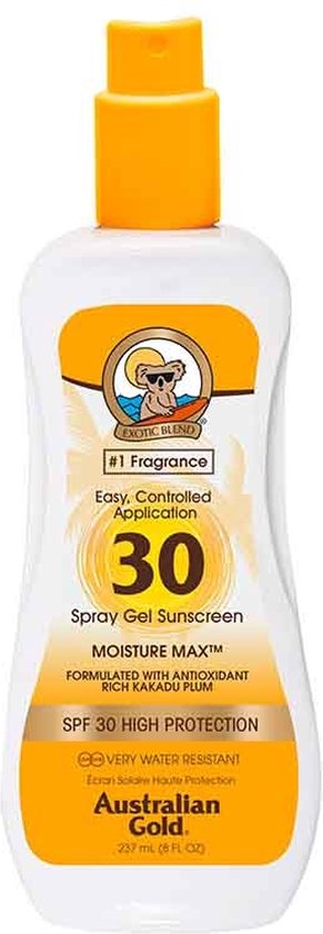 Australian Gold SPF 30 Spray Gel zonder Bronzer - 237 ml - zonnebrandcrème  | bol.com
