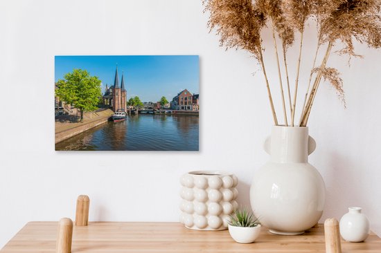 Canvas schilderij 30x20 cm - Wanddecoratie Sneek aan het water in Nederland - Muurdecoratie woonkamer - Slaapkamer decoratie - Kamer accessoires - Schilderijen op canvas