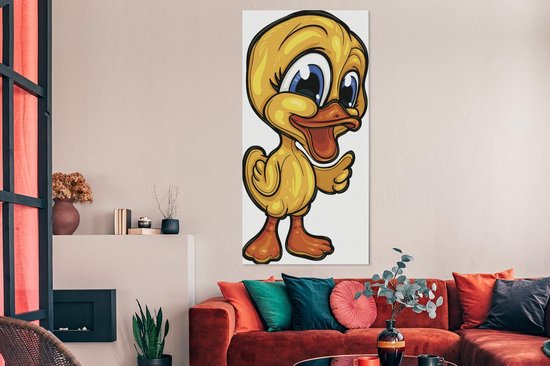 Une illustration d'un canard aux yeux bleus sur toile 80x160 cm - Tirage photo sur toile (Décoration murale salon / chambre)