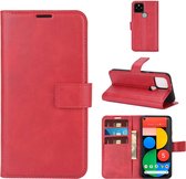 Voor Google Pixel 5 Retro Kalfspatroon Gesp Horizontale Flip Leren Case met Houder & Kaartsleuven & Portemonnee (Rood)