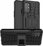 Voor OnePlus 8T Tyre Texture Shockproof TPU + PC beschermhoes met houder (zwart)