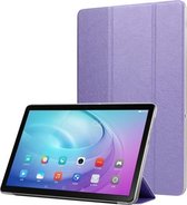 Voor Samsung Galaxy Tab A7 10.4 T500 TPU Zijde Textuur Drievoudige Horizontale Flip Leren Case met Houder (Paars)