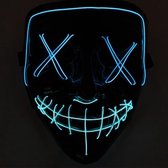 Halloween Festival Party X Face Seam Mouth Two Color LED Luminescence Mask (Blue + Ice Blue)