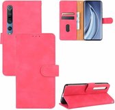 Voor xiaomi mi 10 effen kleur huid gevoel magnetische gesp horizontale flip kalf textuur PU lederen tas met houder & kaartsleuven & portemonnee (rose rood)