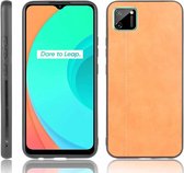 Voor Oppo Realme C11 Schokbestendig Naaien Koe Patroon Huid PC + PU + TPU Case (Oranje)