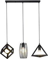 Hanglampen Zwart Vintage 3 Lampen - Industrieel - Retro - Dimbaar - Woonkamer - Slaapkamer - Keuken - Eetkamer - Eettafel -  E27 - Led  - Keukentafel AB 47