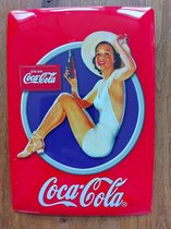 COCA-COLA - Drink Coca Cola "Blue cercle woman" - Metal card - Bord - Wandbord - 20x15 cm