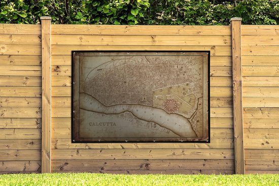 Illustration d'une ancienne carte de Calcutta en Inde affiche de jardin 180x120 cm - Toile de jardin / Toile d'extérieur / Peintures d'extérieur (décoration de jardin) XXL / Groot format!