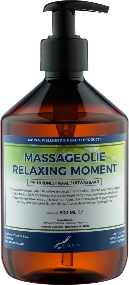 Goedkoopste Massageolie Relaxing Moment 500 ml met pomp - 100 natuurlijk - biologisch en koud geperst