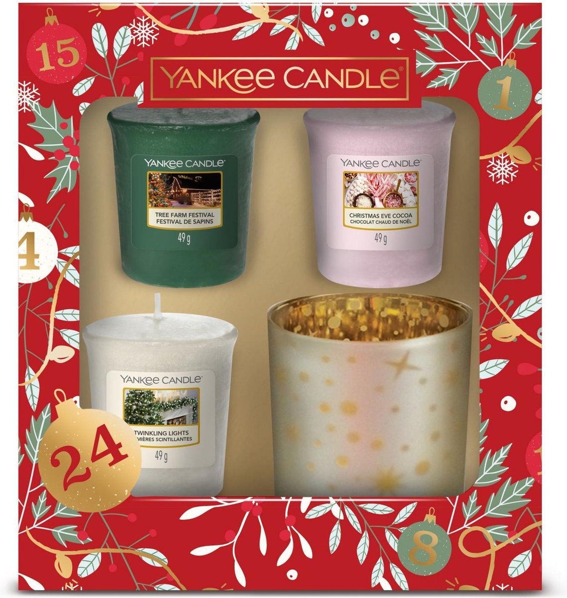 Yankee Candle Countdown To Christmas Geurkaars Giftset - 3 Votives & Holder - Yankee Candle