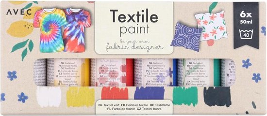 Wrok Correspondentie Onmogelijk Textielverfset / Textielverf / Complete kit van 6 kleuren | bol.com