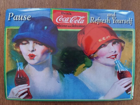 Drink Coca-Cola - Pause and Refresh Yourself - Metal card - Bord - Wandbord - 15x20cm