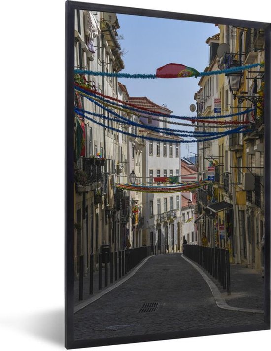 Fotolijst incl. Poster - Straten in het Europese Alfama bij Lissabon in Portugal - 20x30 cm - Posterlijst