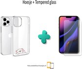Apple Iphone 12 Pro Max hoesje siliconen hoesje transparant IJsbeertje + Tempered Glass *LET OP JUISTE MODEL*