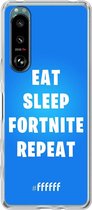 6F hoesje - geschikt voor Sony Xperia 5 III -  Transparant TPU Case - Fortnite - Eat Sleep Fortnite Repeat #ffffff