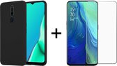 Oppo Reno hoesje zwart siliconen case hoes cover hoesjes - 1x Oppo Reno Screenprotector