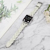 Fungus - Smartwatch bandje - Geschikt voor Apple Watch 38 / 40 / 41 mm - Series 1 2 3 4 5 6 7 8 9 SE iWatch - PU leer - Vlecht - Wit