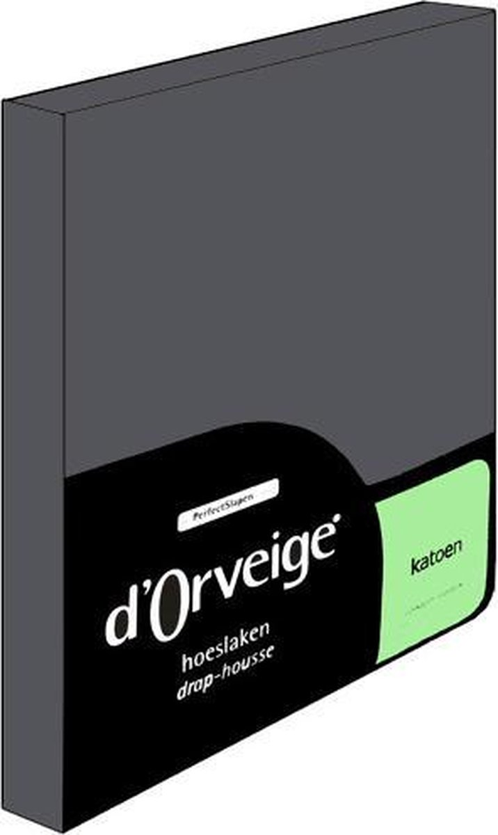D'Orveige Hoeslaken Katoen - Litsjumeaux - 180x200 cm - Antraciet