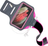 Mobiparts Comfort Fit Sport Armband Samsung Galaxy S21 Ultra Neon Roze