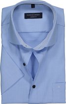 CASA MODA comfort fit overhemd - korte mouw - lichtblauw structuur (contrast) - Strijkvrij - Boordmaat: 40