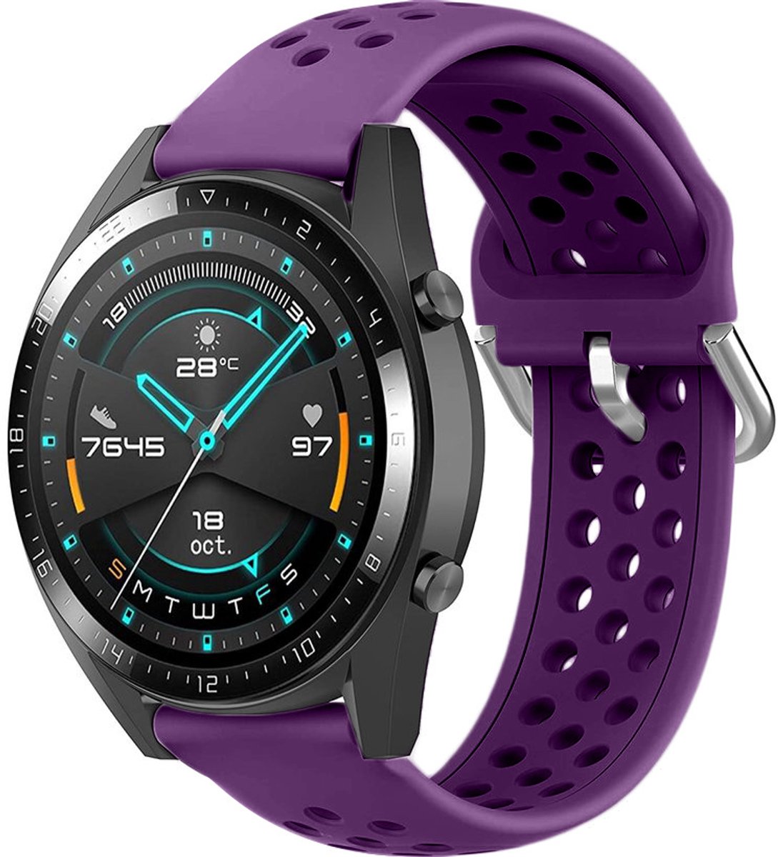 Siliconen bandje met gaatjes – geschikt voor Huawei Watch GT (42mm) – paars
