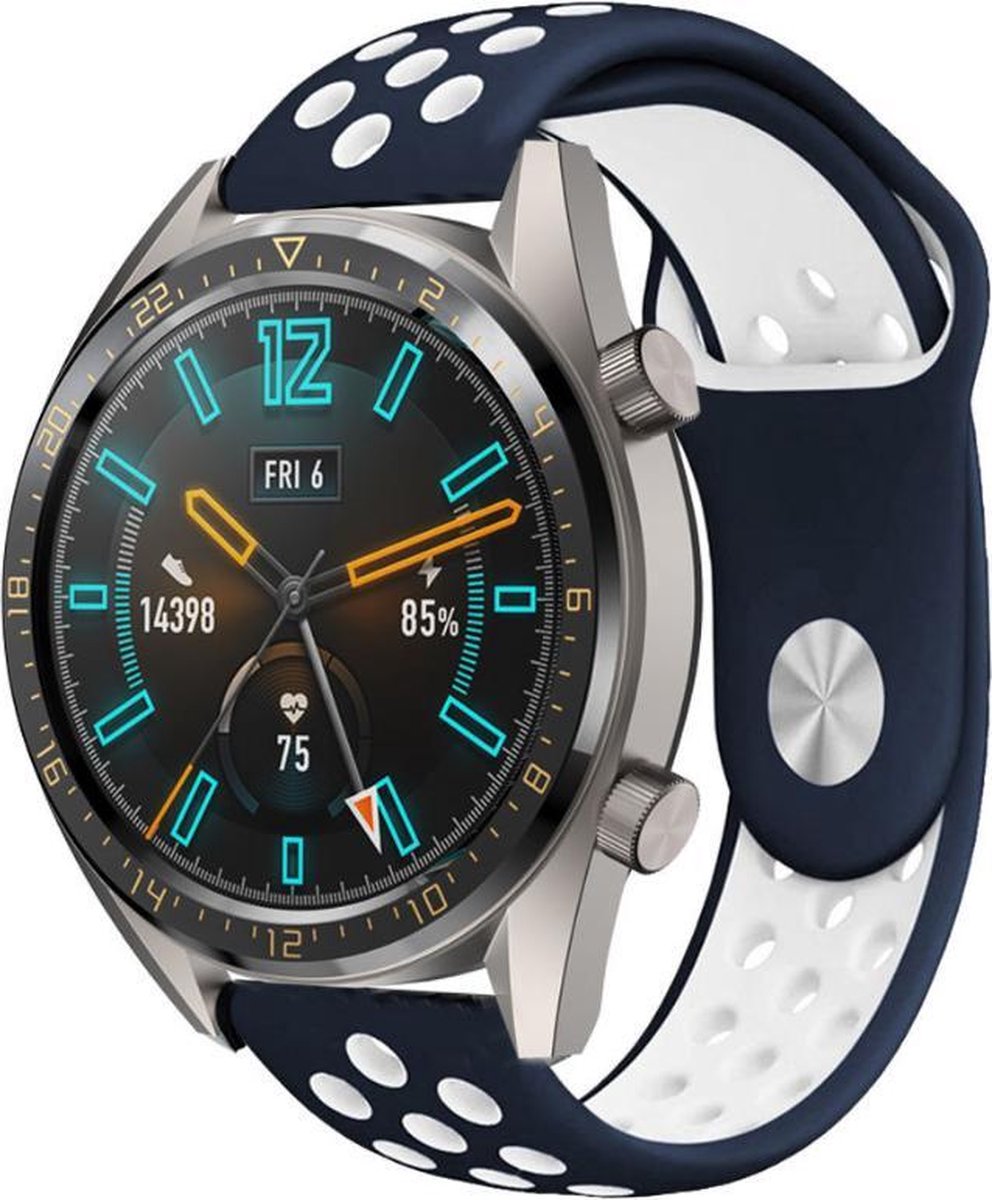 Sportbandje – geschikt voor Huawei Watch GT (46mm) – blauw/wit