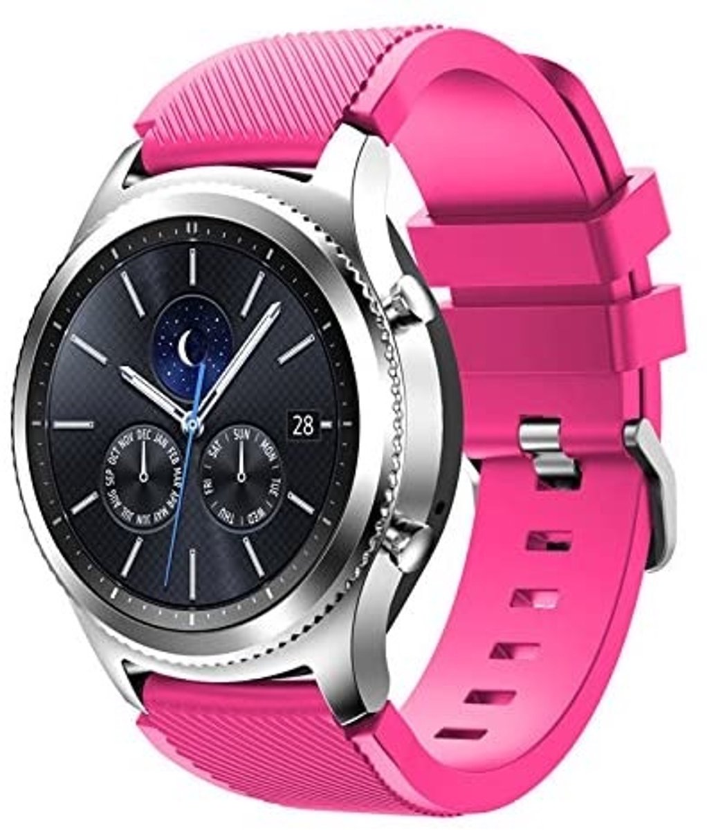 Geschikt voor Samsung Gear S3 siliconen bandje - knalroze - 46mm