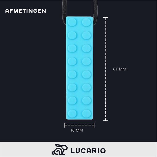 Lucario Bijtketting - Kauwketting bouwblokje blauw - Voor concentratie & stressvermindering stress van Merkloos — afbeelding 5