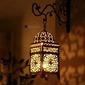 ✿BrenLux® Marokkaanse lantaarn - Windlicht in glas – Hanglamp of staanlamp kaarsen – Candle lantaarn - Sfeerverlichting – Tuin of woon lantaarn – Metaal lantaarn 23cm - Luxe Ooster