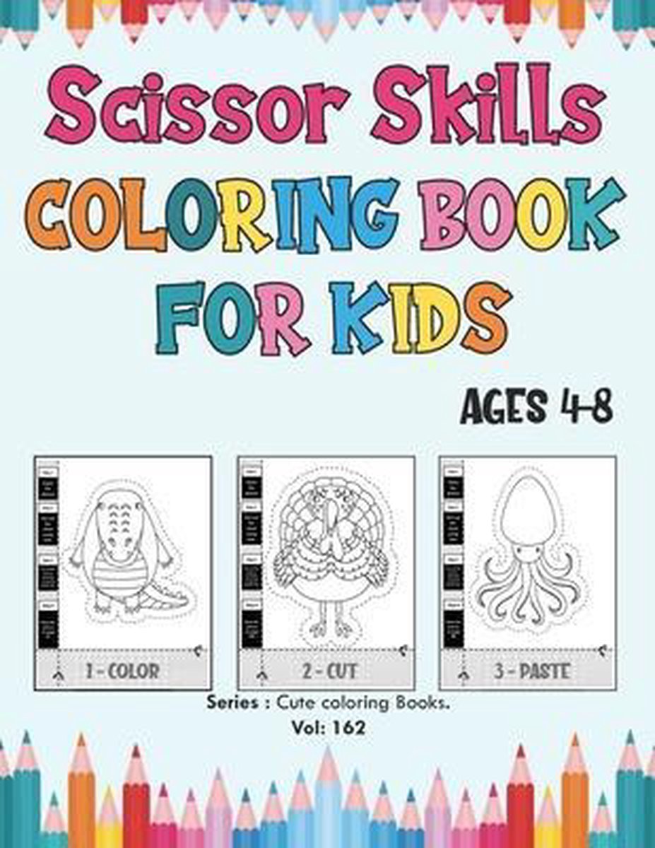Scissor Skills Coloring Book for Kids Ages 4-8., Flashing Happy Coloring