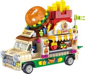 Zhe Gao Hamburgertruck | City & Friends Adventure | Retro food truck | Classic Creator STEM speelgoed bouwpakket | Kermis & Pretpark Auto Foodtruck modelbouw voor kinderen & volwas