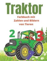 Traktor Farbbuch mit Zahlen und Bildern von Tieren