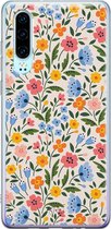 Huawei P30 hoesje - Romantische bloemen - Siliconen - Soft Case Telefoonhoesje - Bloemen - Multi