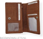 Dali Leather - Dames Portemonnee - Dames Overslag portemonnee - Harmonicamodel - Vintage - Geschuurd Leer - Khaki - 14 Pasjes