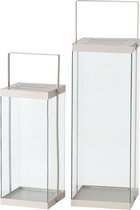 Dulaire Lantaarn Modern Beige Groot Metaal/Glas 2 st. - 72 cm