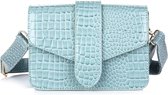 Yoonz - Crossbody Tas - Flap Met Magneetsluiting - Afneembaar En Verstelbaar Hengsel - Croco Print - Blauw