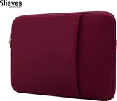 Slieves Laptophoes 14 inch - Laptop hoes Met Extra Vak Bordeaux Rood Neopreen - Schokbestendig - Krasbestendig - Laptoptas - Laptop sleeve Rood - Laptop case - Laptop cover - Lapto
