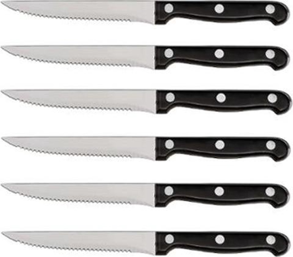 Wooners® Steakmessen Set van 6 RVS Messen Vaatwasserbestendig Tafelmessen...