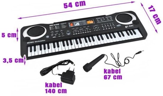 Keyboard Piano met Microfoon - 61 toetsen - Piano Keyboard - Keyboard Piano Muziekinstrument - Keyboard met Microfoon - ISOTR