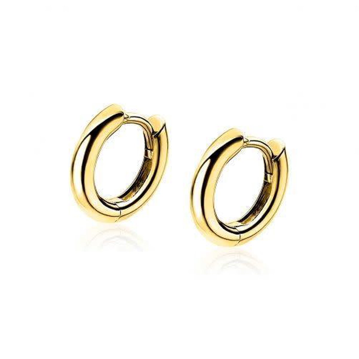 Zinzi Zilveren Oorsieraden ZIO194G | gouden geel verguld oorringen met scharniersluiting | sieraden oorbellen geelgoudkleurige laag