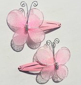 Set met twee haarknipjes Butterfly Pink - haarspeld - haarknipje - haaraccessoire