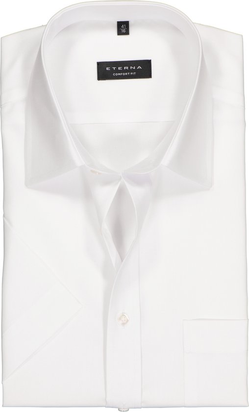 ETERNA comfort fit overhemd - korte mouw - poplin heren overhemd - wit - Strijkvrij - Boordmaat: