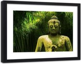 Foto in frame , Boeddha in het groen , 120x80cm , Zwart groen , Premium print