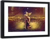 Foto in frame , Boeddha met vogel , 120x80cm , Goudlook , Premium print