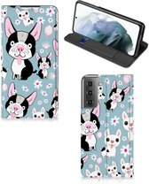 Telefoon Hoesje Cadeau voor Kleinzoon Geschikt voor Samsung Galaxy S21 FE Flipcover Hondjes