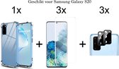 Samsung Galaxy S20 hoesje shock proof case transparant - 3x Samsung S20 Screen Protector UV + 3x Camera Lens Screenprotector