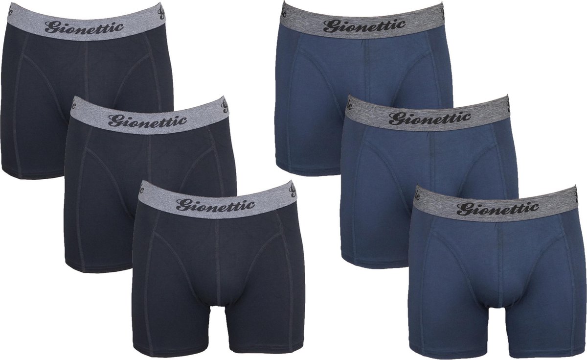 6-Pack Gionettic Modal Heren boxershorts Zwart/Marine maat XL