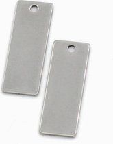 Hanger recht zilverkleur stainless steel, Afmeting: 2 cm x 0.9 cm, 20 stuks