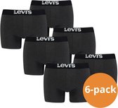 Levi's Boxershorts Heren - 6-pack Solid Antraciet Boxershorts - Maat S